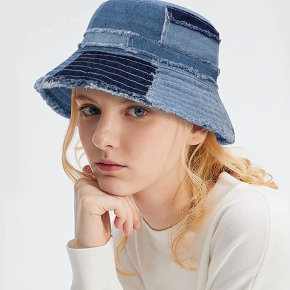 NWT GuanGu Denim Bucket Hat for Women Washed Packable Summer - Picture 4 of 8